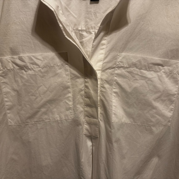Ann Taylor Long Sleeve White Oversized Shirt Front Pockets Longer In Back Sz Sm - Picture 4 of 11